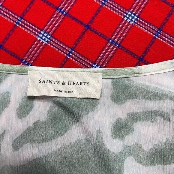 Saints & Hearts Green White Tie Front Top Shrug Size Medium - Picture 4 of 8